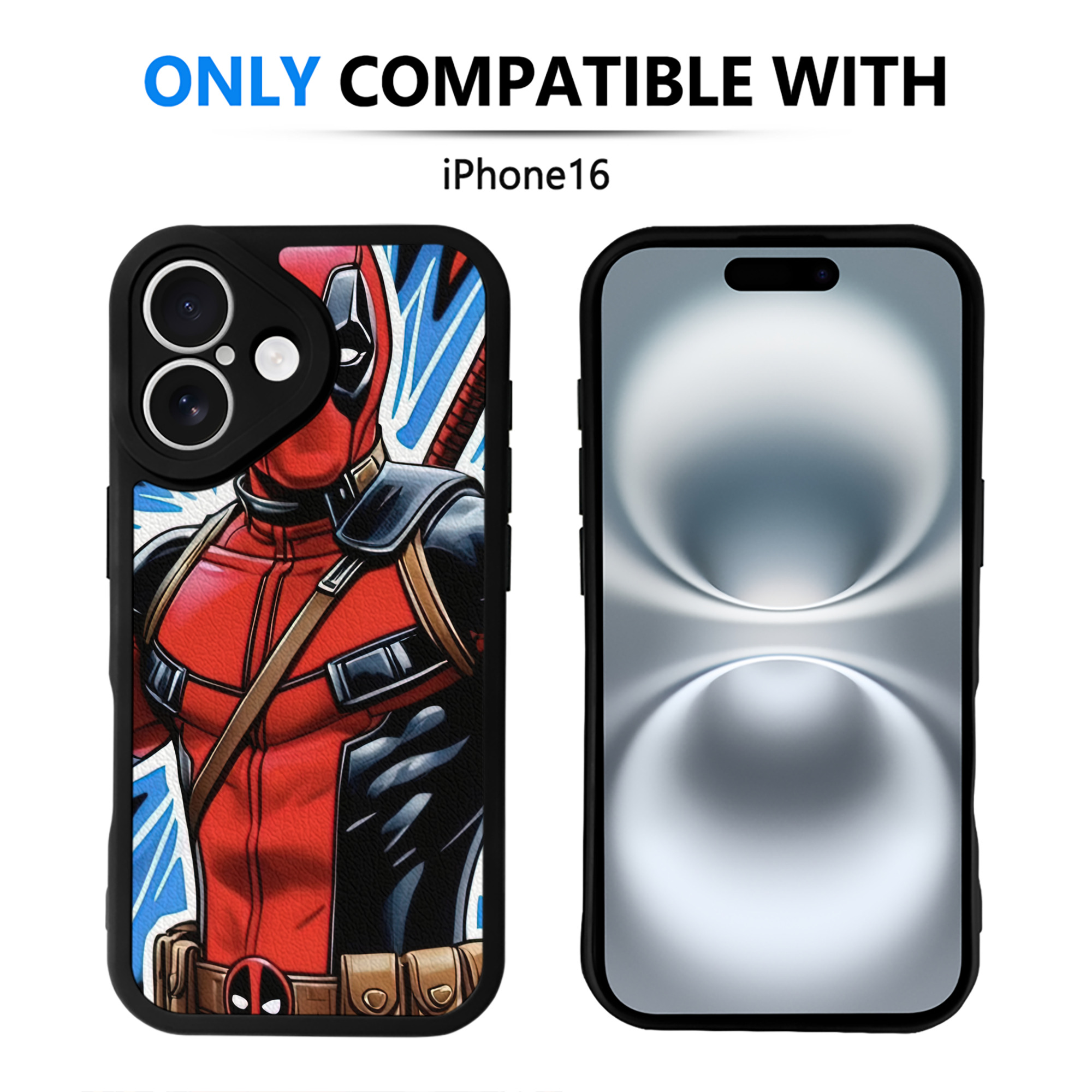 （画像用） Deadpool デッドプール 【iPhone 16シリーズ対応】シリコンスマホケース（レザー調） 材質：シリコン